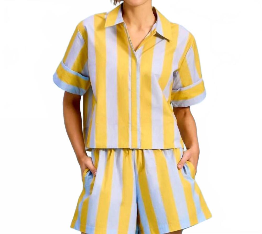 NEW LIVRO club cropped shirt in brimstone stripe